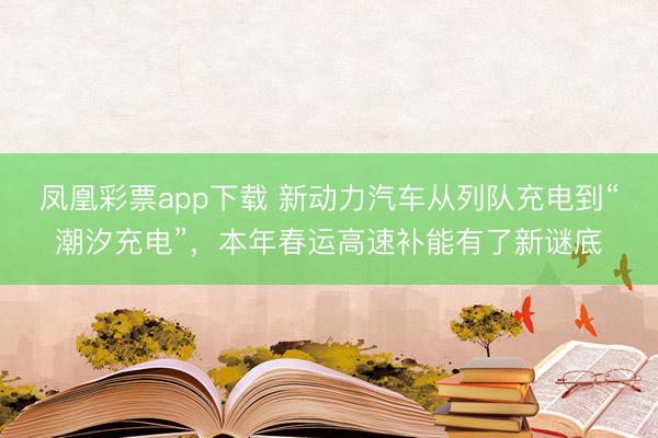 凤凰彩票app下载 新动力汽车从列队充电到“潮汐充电”，本年春运高速补能有了新谜底